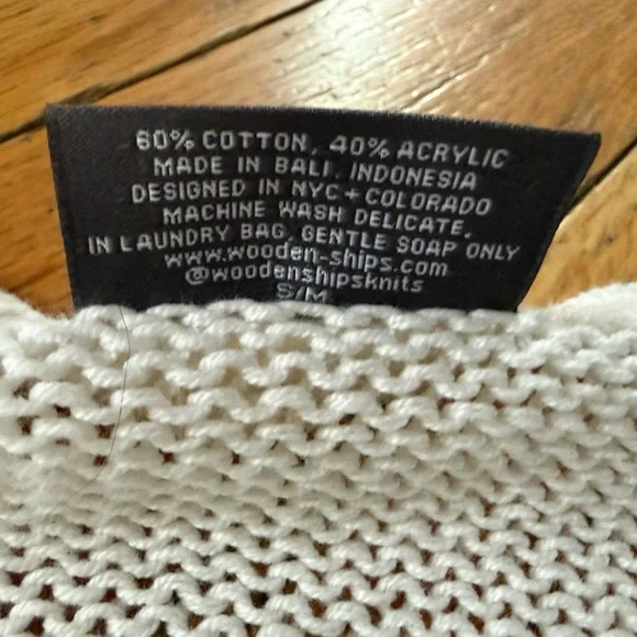 Wooden Ships Palmer Laced Sweater White/Tan Stripe Women’s Size S/M - Picture 5 of 11